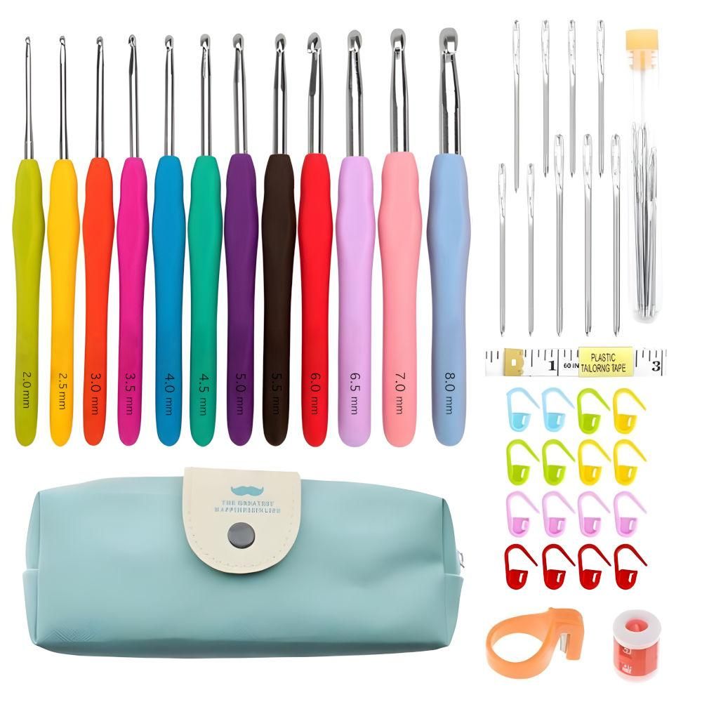 Knitting Kit 45-Piece with Crochet Hooks, Markers, Tape Measure, MultiColor