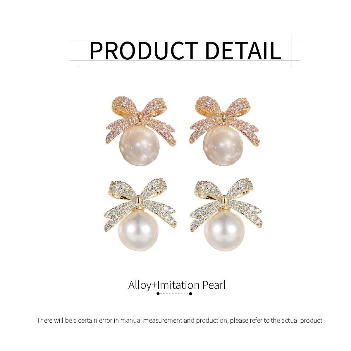 Vintage Ribbon Pearl Earrings Elegant Jewelry for Women Fashion Accessories Gift - White — image 4