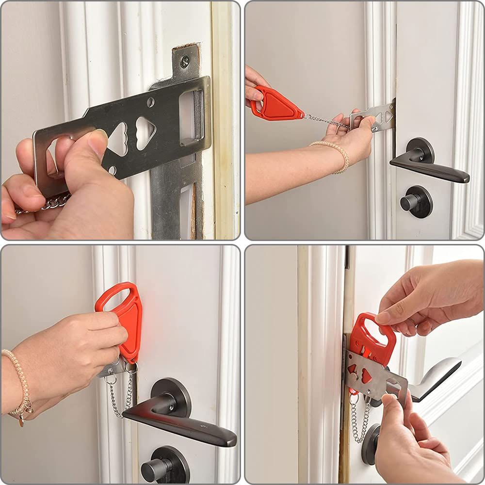 Portable Door Lock, Strong Multi Size Hotel Door Lock, Travel Door Stopper Lock for Additional Safety, Anti-Theft Door Security โ image 5