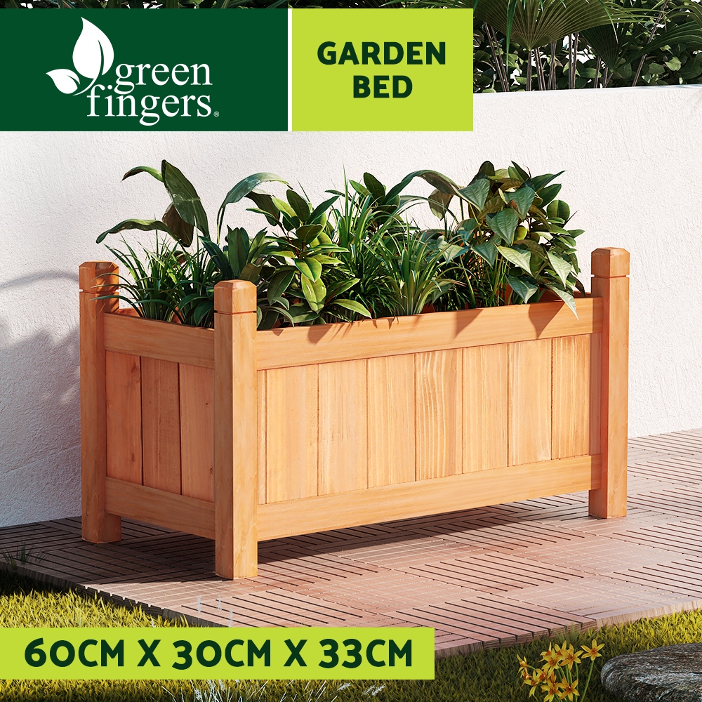 Green Fingers Garden Bed 60x30x33cm Wooden Planter Box Raised Container Growing β image 3