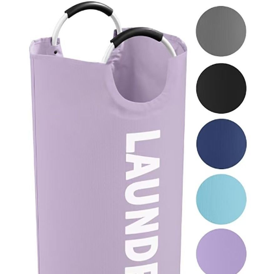 Foldable Laundry Basket 95L Laundry Hamper Laundry Basket With Frame Soft - Purple - Size 95L