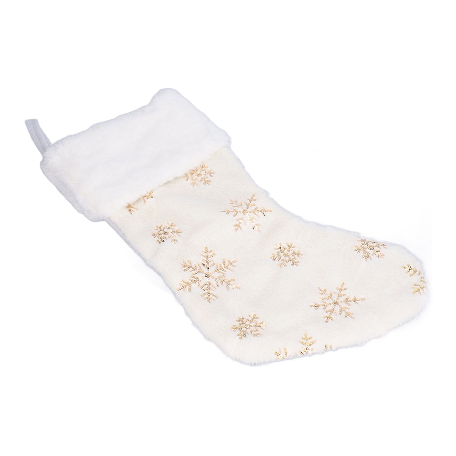 Polyester Christmas Stocking Pendant with Embroidery Snowflake Pattern Xmas Tree Decoration OrnamentGold โ image 4