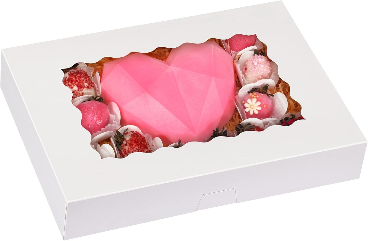 40pcs Cookie Boxes, 14x10x2.5 Inch Auto-Popup Bakery Boxes with Window, for Donuts, Pies, Cakes, Muffins, and Pastries