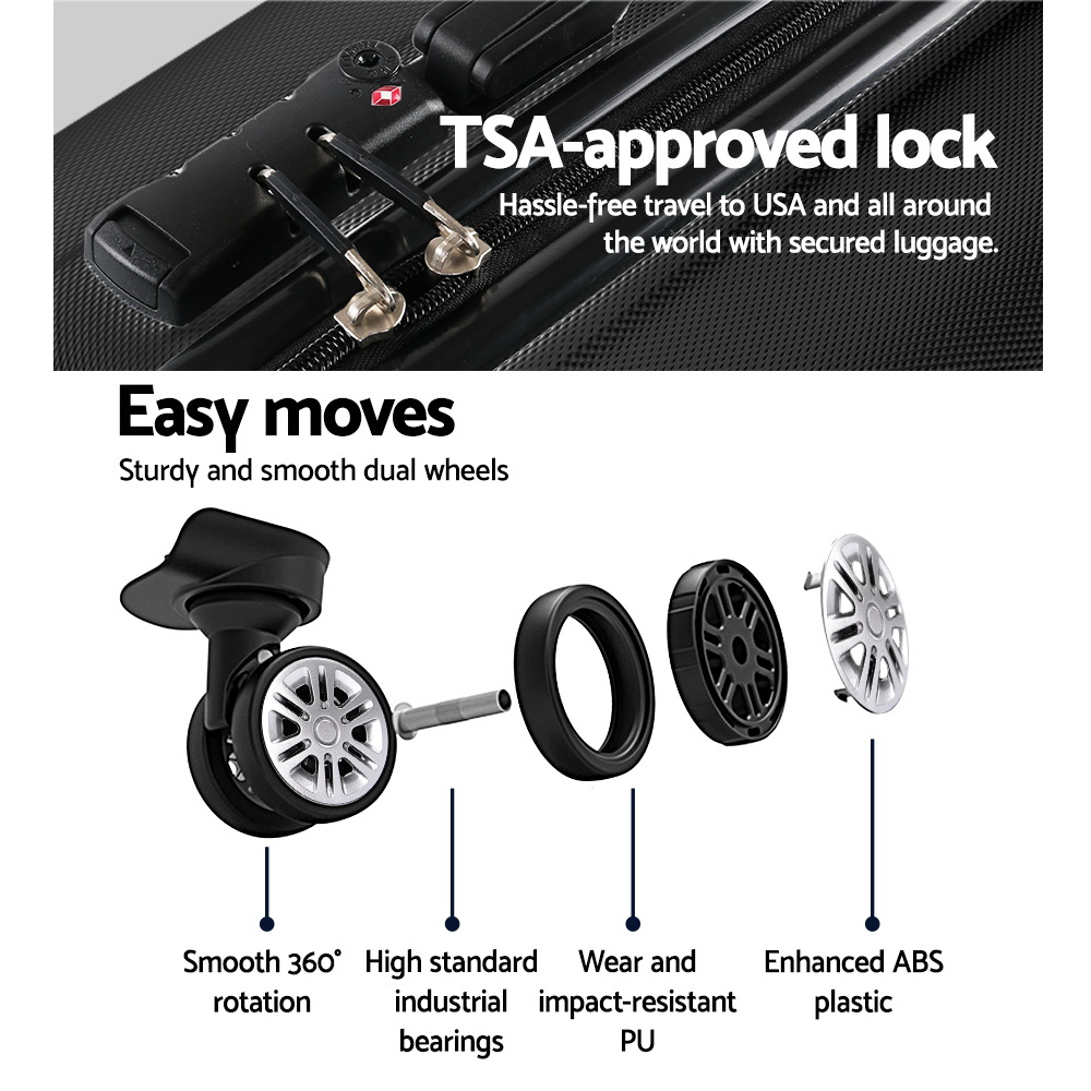 Wanderlite 28 Inch Luggage with TSA Lock Spinner Carry On Hard Shell Travel Suitcase Luggage Case Black โ image 5
