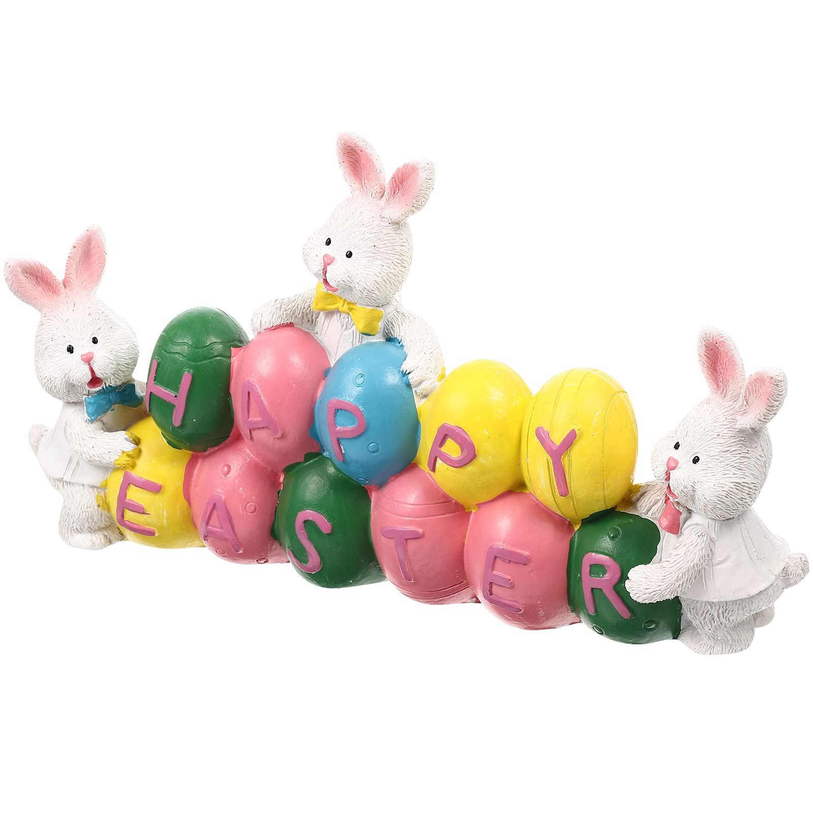 Hand drawn Easter egg bunny centerpiece, decorated with Easter resin statues on the desktop, suitable for home living rooms, bedrooms โ image 3