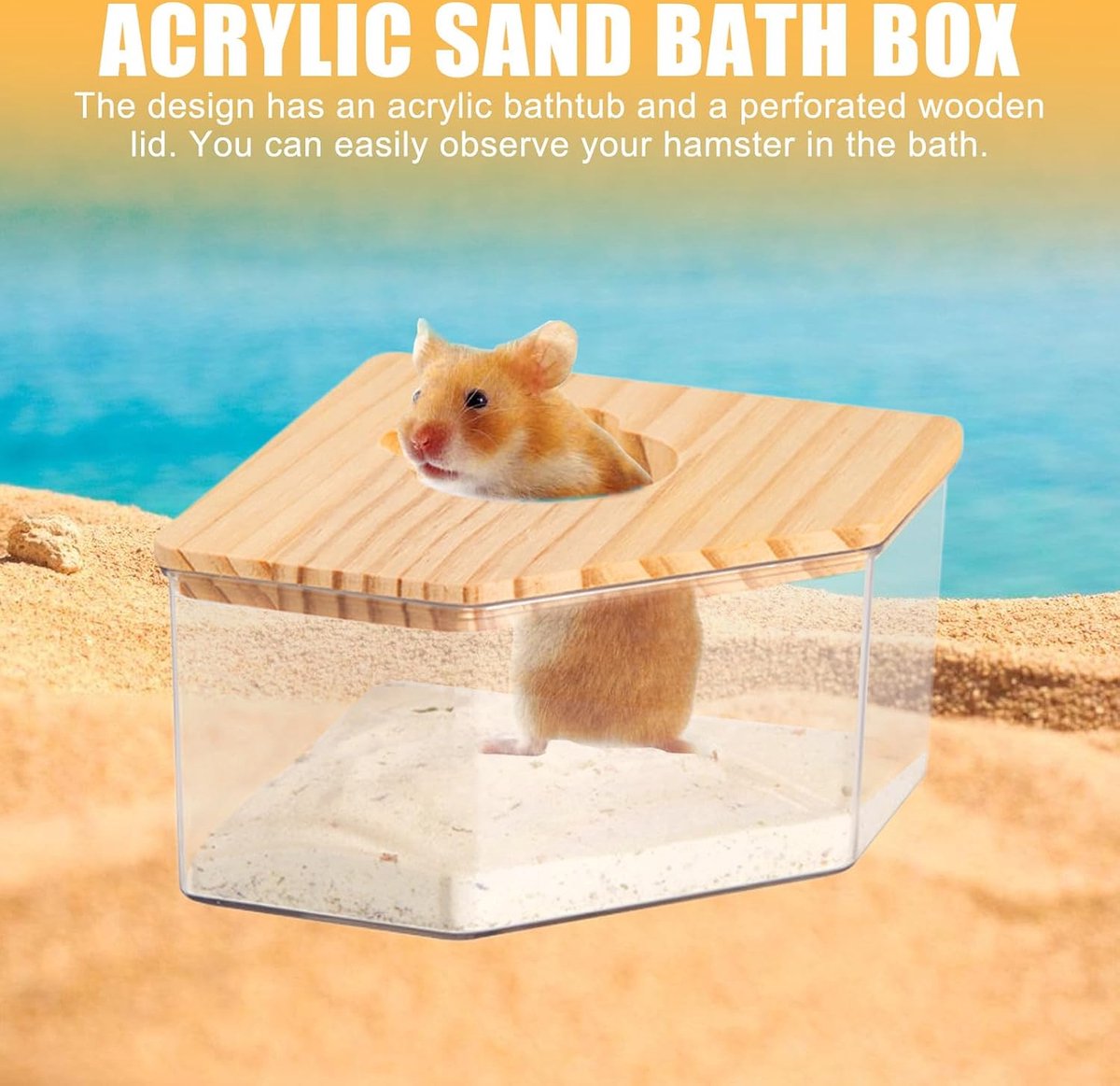 Sand Bath for Mice - Toilet Sand Bath - Dustbath for Rodents - Wooden Hamsters - Rodent Accessory Sand Bath - Sand Tray Enclosed House - Sand Tray - Triangle — image 3