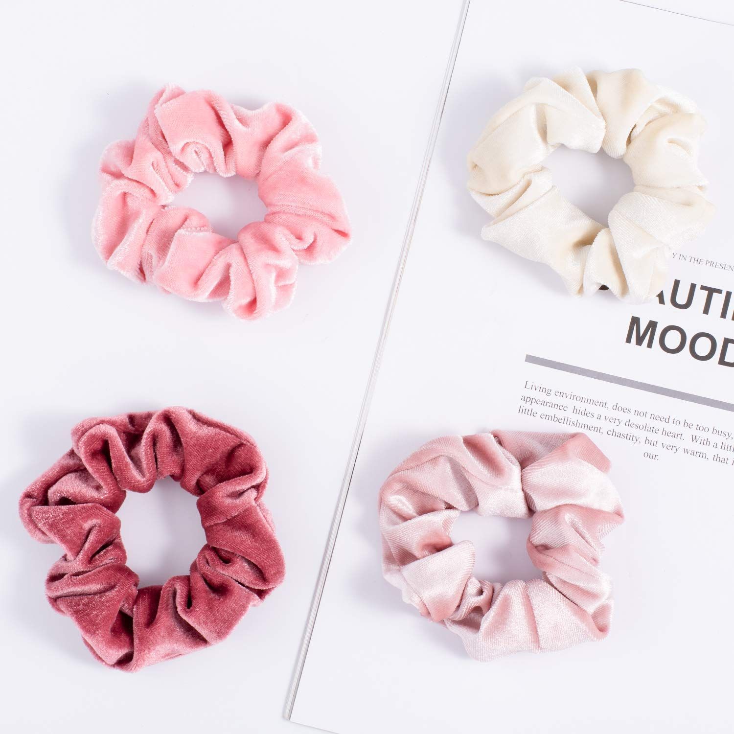 12Pcs Blush Theme Scrunchies Velvet Elastics for Women Pink Bobbles Soft Lovers Scrunchy Classic Thick Hair Bands Ties Gifts for Teenage Girls — image 4