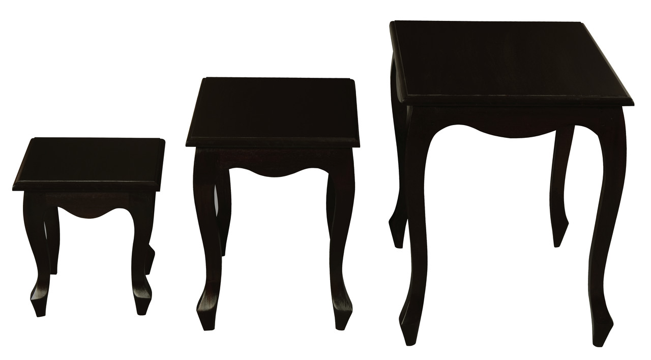Queen Ann Nest of Table Set of 3 (Chocolate) โ image 3