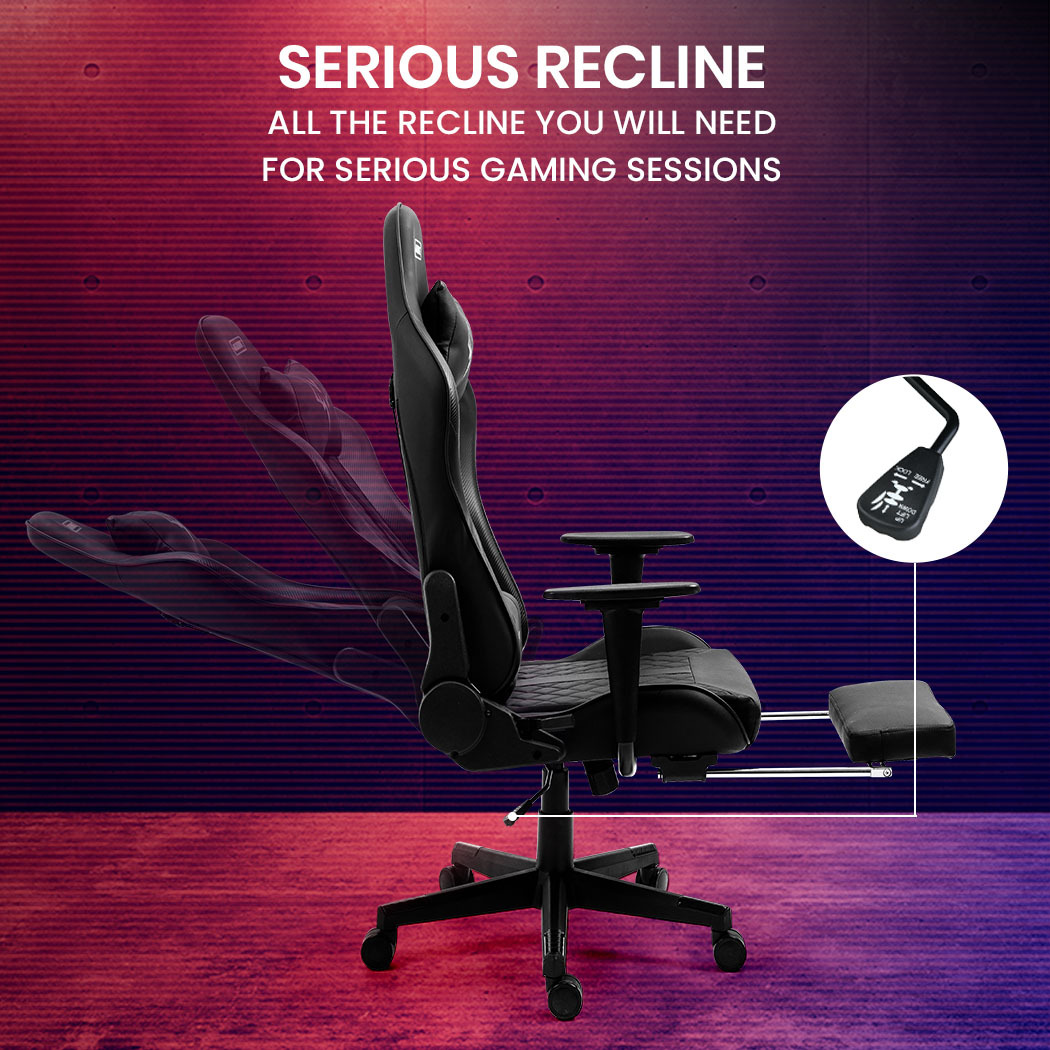 OVERDRIVE Apex Series Reclining Gaming Ergonomic Office Chair with Footrest, Black โ image 3