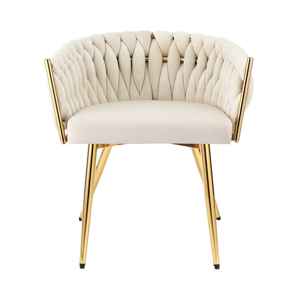 1 Artiss Dining Chair Velvet Armchair Beige — image 3
