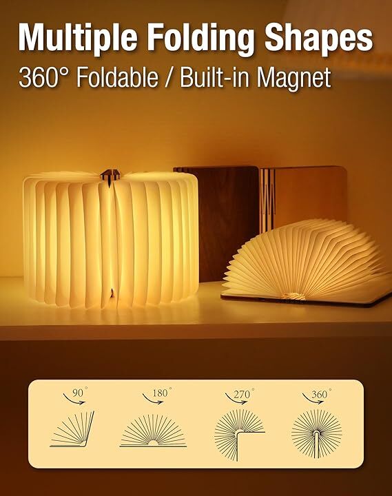Christmas giftsRechargeable LED Book Night Light: Creative Folding Wooden Lamp with Magnetic Design for Bedrooms & Gifting(Walnut Red, XL) — image 6