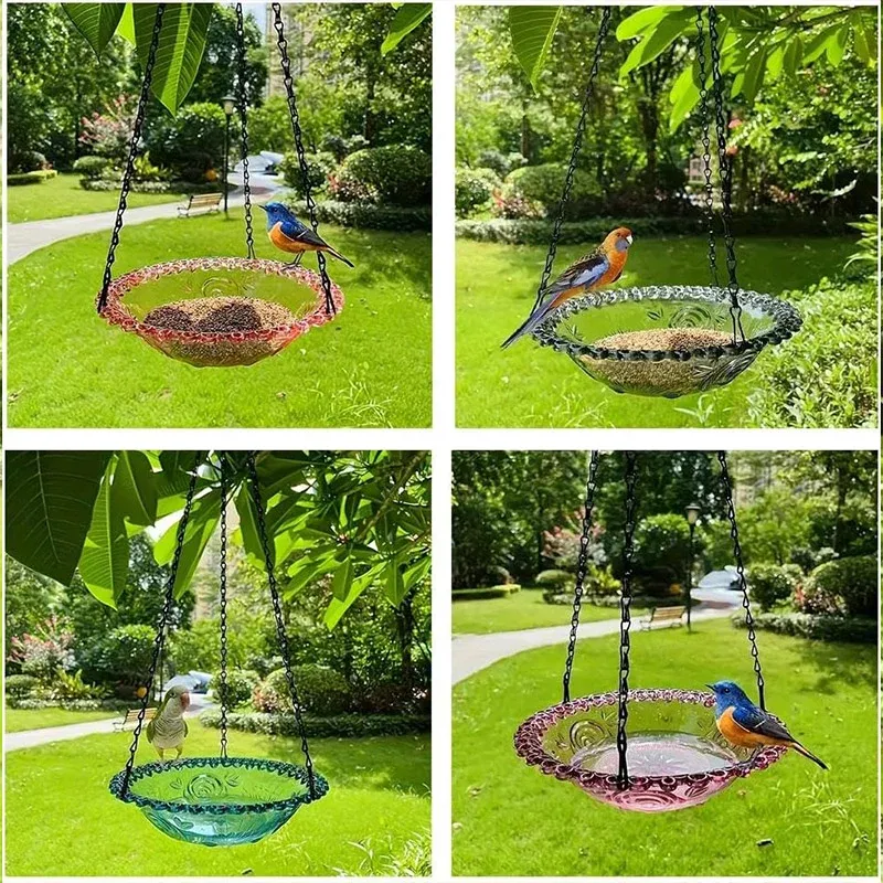 Balcony Bird Feeder Hanging Rail Mount Outdoor Suspended Feeding Station Garden - Grey — image 6