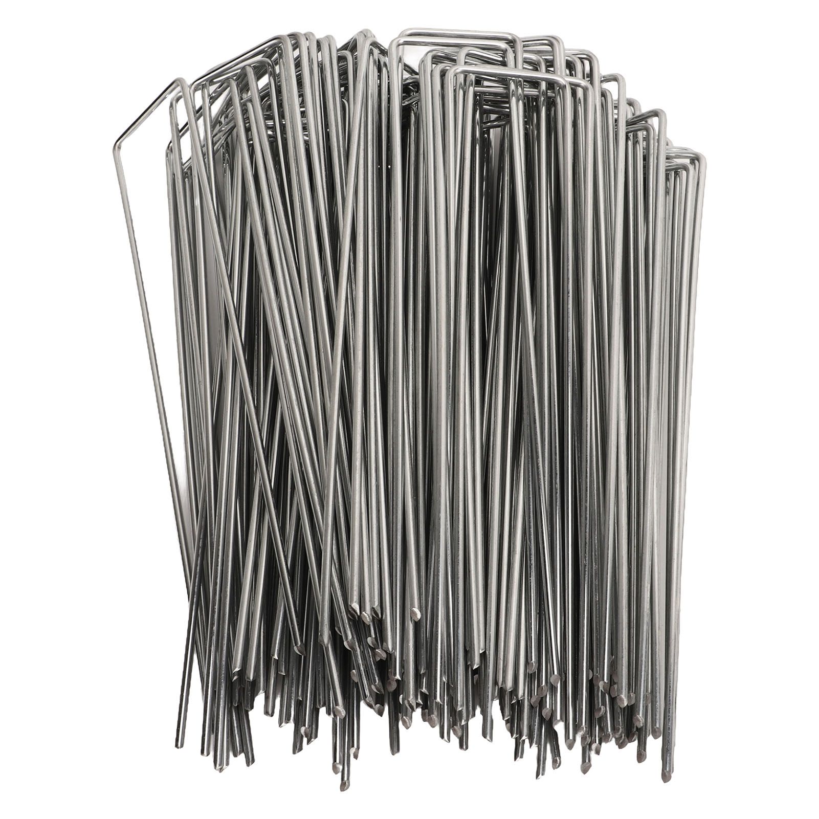 100Pcs U Shaped Garden Stakes Galvanized Steel Landscape Stakes Pins for Weed Barrier Sod Fabric Decorations Roughness 3mm/0.12in โ image 2