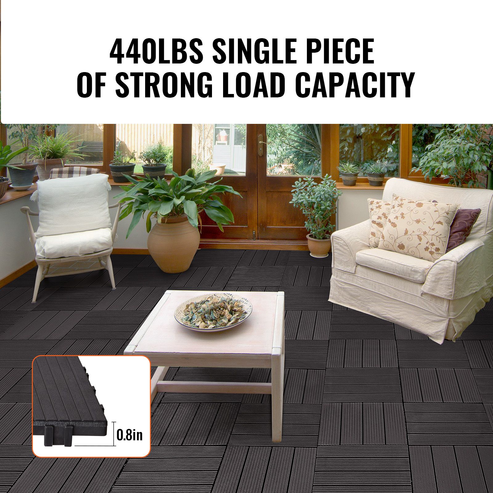 Interlocking Deck Tiles, 36 Pack,11.6"x11.6" 36 sq. ft Plastic Waterproof Outdoor Flooring All Weather Use, Patio Floor Decking Covering Tiles for Porch — image 3