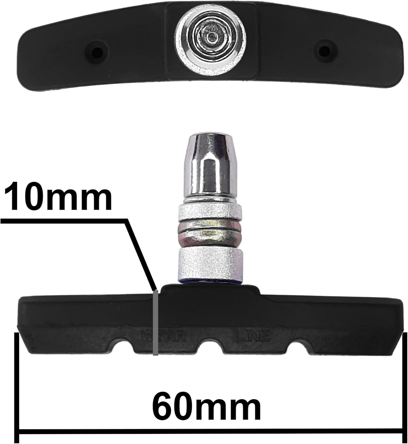 4 x bike brake blocks, 2 pairs, 60 mm, symmetric, V-brake, compatible with Shimano Tektro Avid Sram rims Cycle MTB City โ image 4