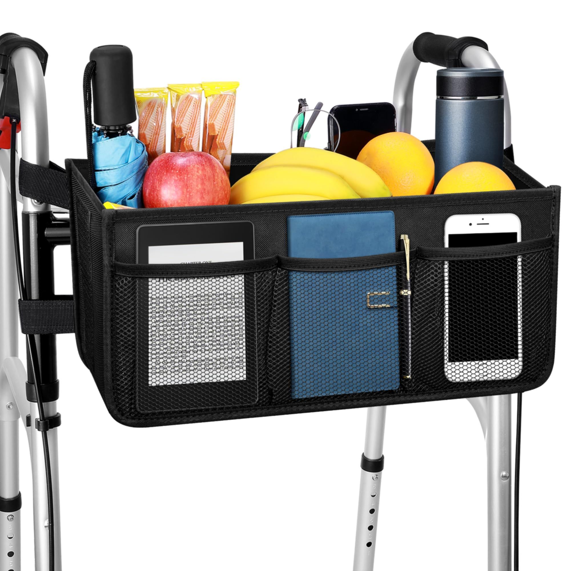 Upgrade Basket Walker Bag Water Cup Holder, Foldable Storage Bag with Big Capacity & Never Tipping Over, Best Gift for Family