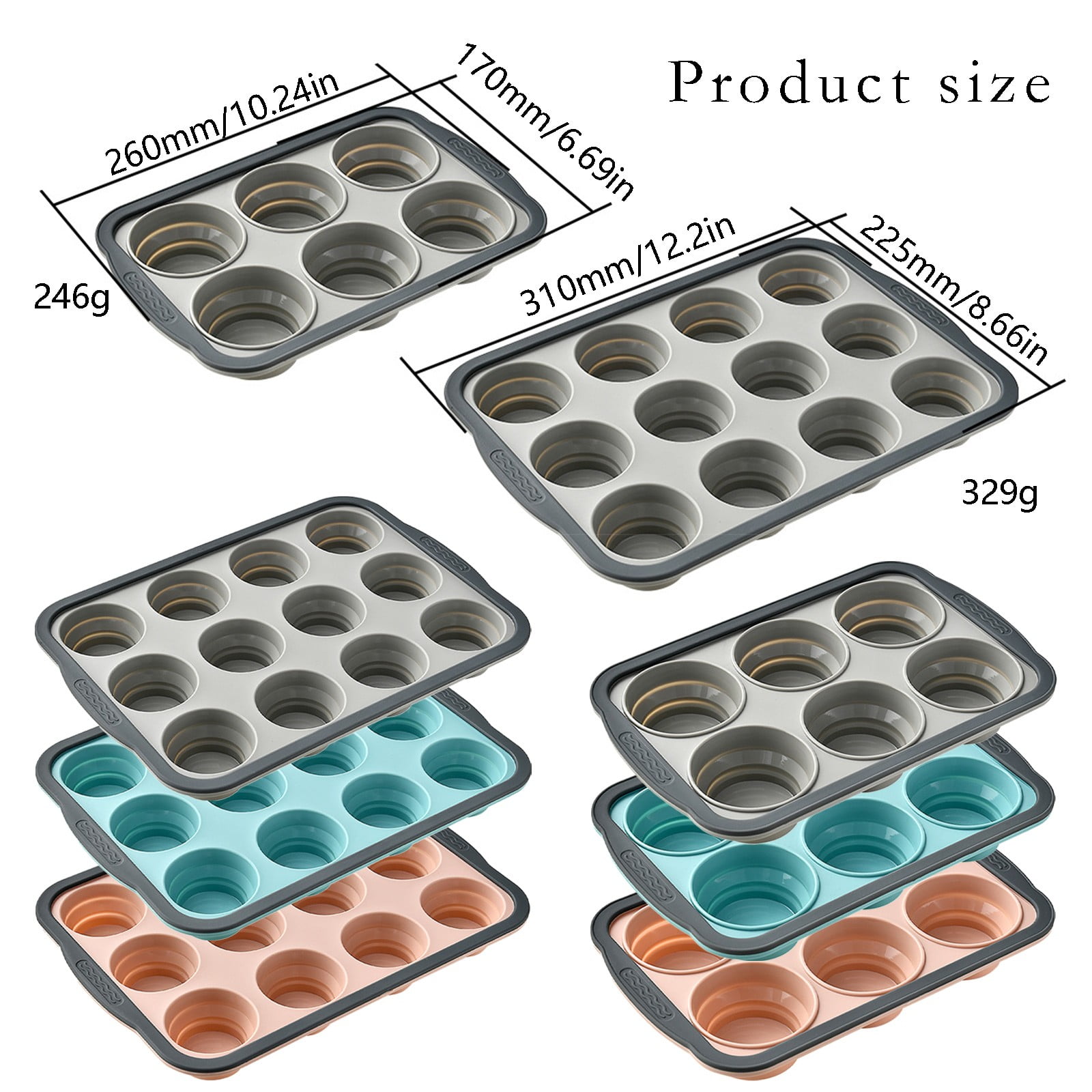 Brownie Pan with Dividers, 1 Set 12 Cavity All Edges Square Cupcake Brownie Pans Mini Cake Non Stick Baking Carbon Steel Bread Mold Small Edge 3 × 4 Individual — image 3