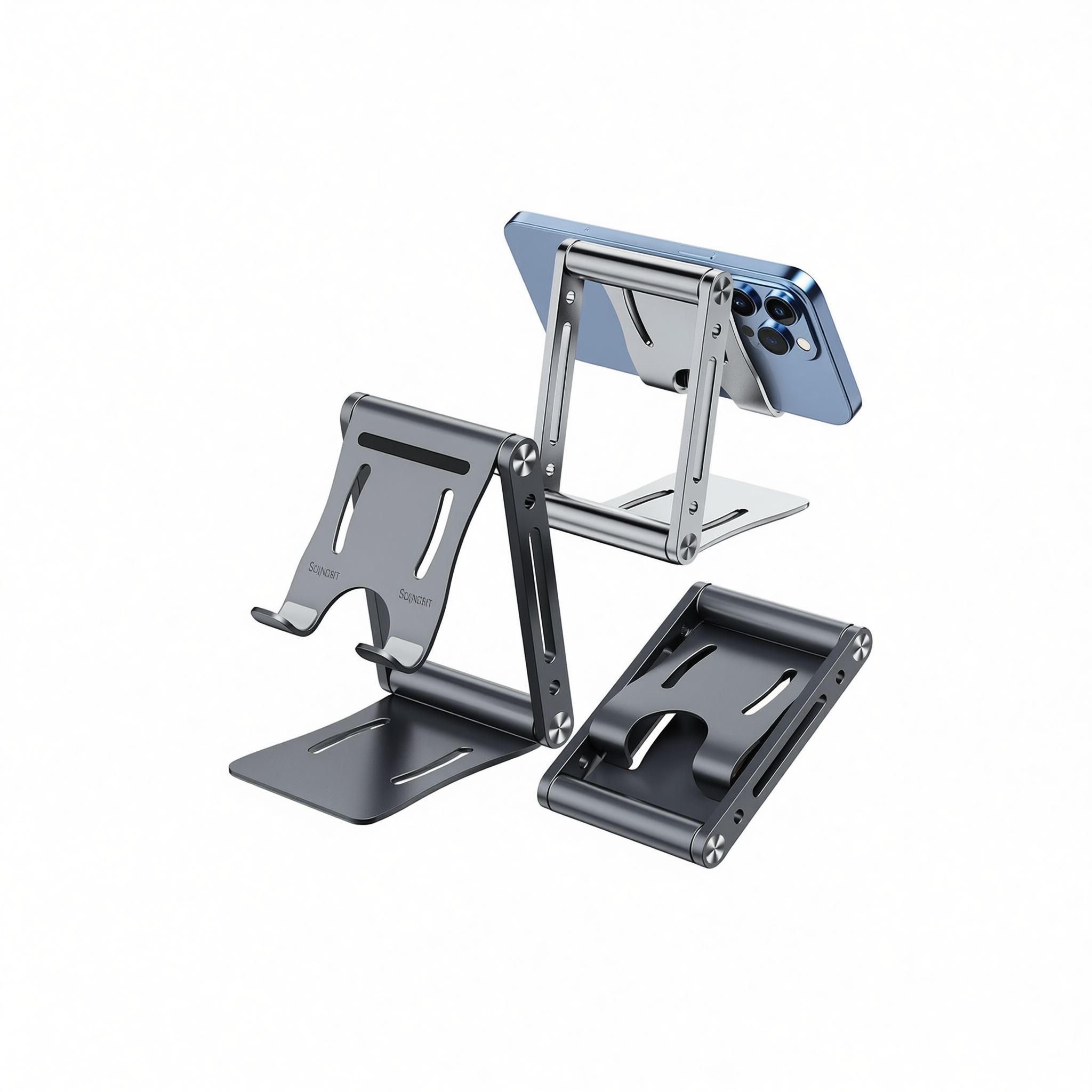 Metal Phone Stand This is spring K53 Rotating Desktop K55 all-metal rotating bracket-aurora silver โ image 2