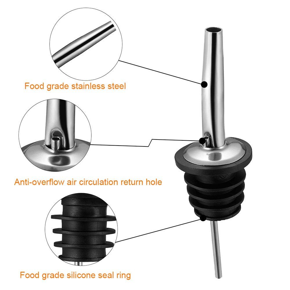 6PCS Stainless Steel Pourers, Speed Wine Bottle Pourer, Olive Oil and Vinegar Tapered Stopper Spout, Suitable for About Bottle Mouth — image 4