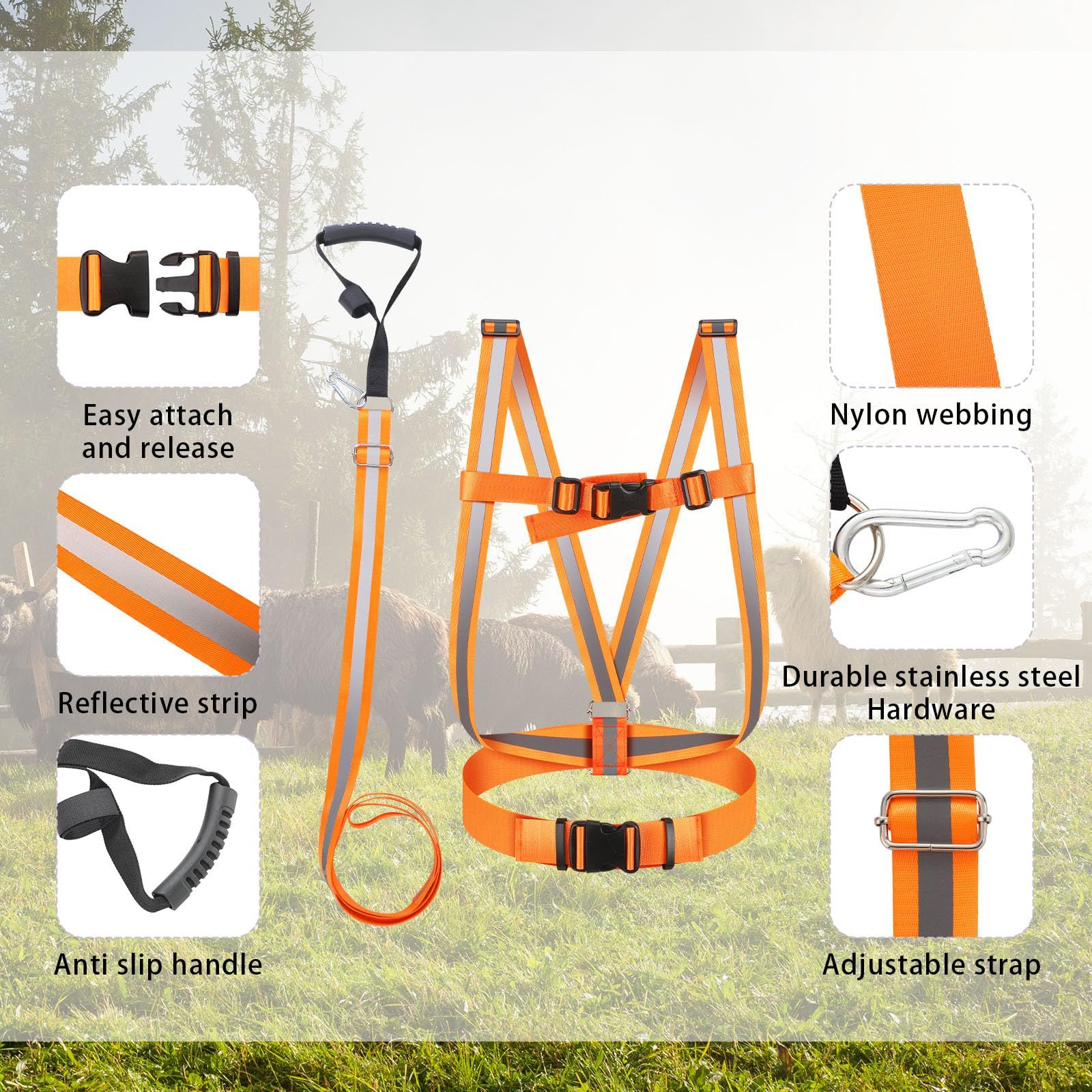 Deer Drag Strap and Dual Harness with Reflective Strips Heavy Duty Deer Dragging Rope Hunting for Hunters โ image 3