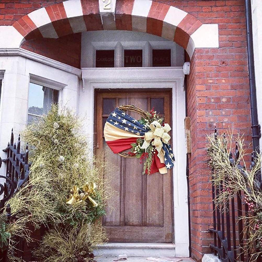 Front Door 16 in Wreaths for Independence Day Memorial Patriotic and 4th of July Veterans Day American Floral Vines Garland Ornaments — image 6