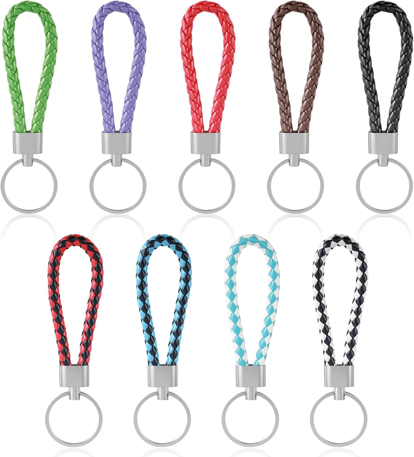 9 Pcs Braided Keychain, Small Key Chain Handwoven for Car Keys, Elegant Accessories for Men and Women, Perfect Birthday and Christmas Gifts