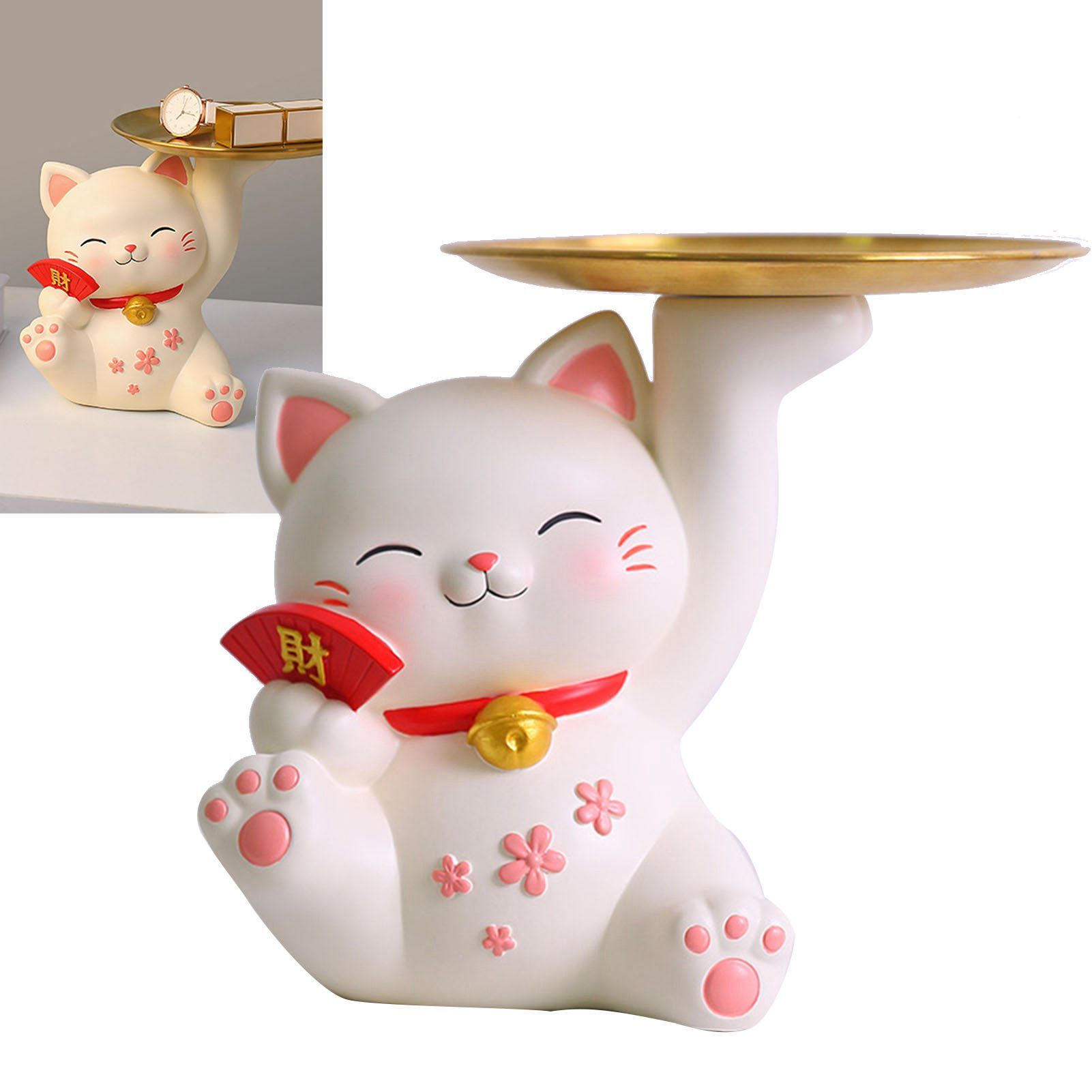 Porch Ornaments Light Luxury High Grade Storage Ornaments Living Room Desktop Decoration Fortune Cat 22 × 17 × 18.5cm/8.7 × 6.7 × 7.3in — image 6