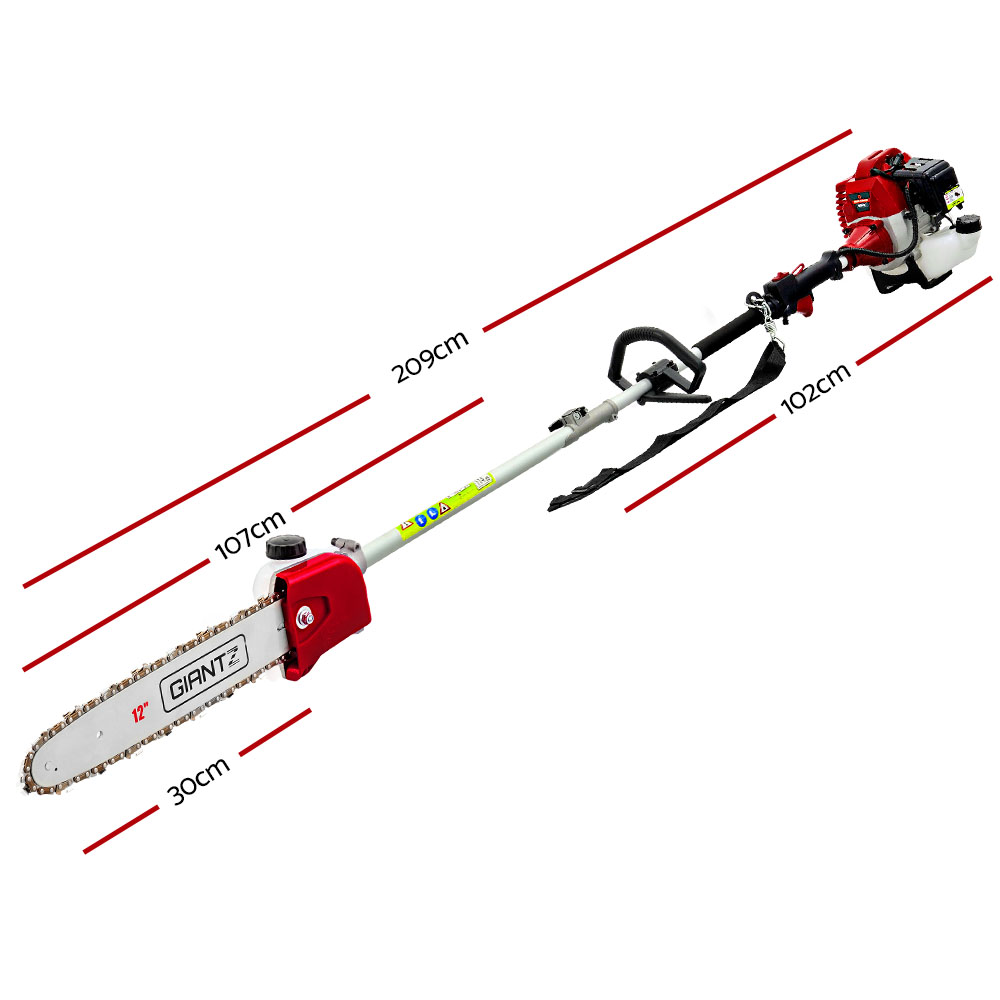 Giantz Pole Chainsaw 2 Stroke Petrol Tree Pruner Long Reach Saw 12 Inch Bar 2 In 1 โ image 2