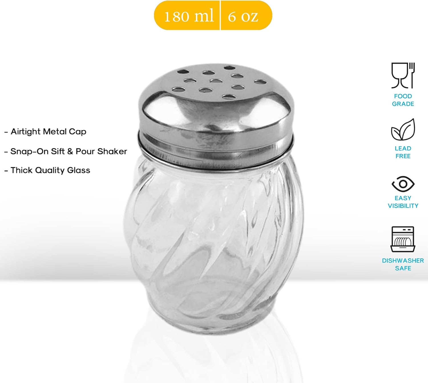 Salt and Pepper Shakers with Stainless Tops Set of 2 (Chesse Shakers) — image 2