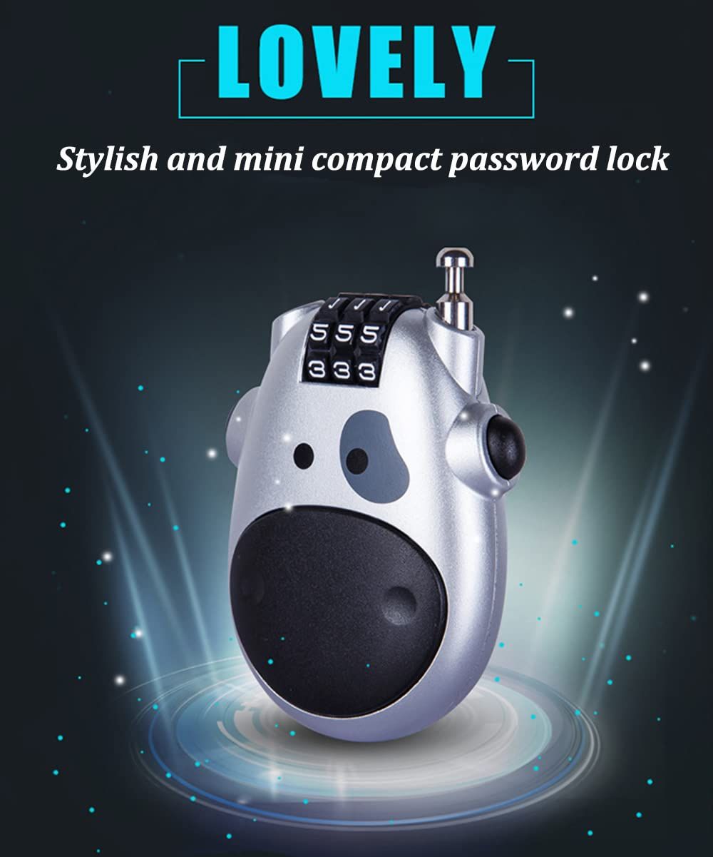 Combination Password Padlock with 3 Digit Resettable Code Combo Lovely Style Retractable Steel Wire Stylish Compact for Luggage โ image 3