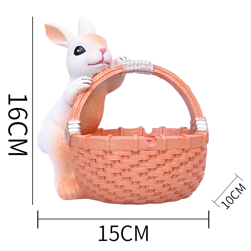Orange Easter Rabbit Resin Decor with Basket – Festive Home Ornament for Spring and Holiday Display — image 4