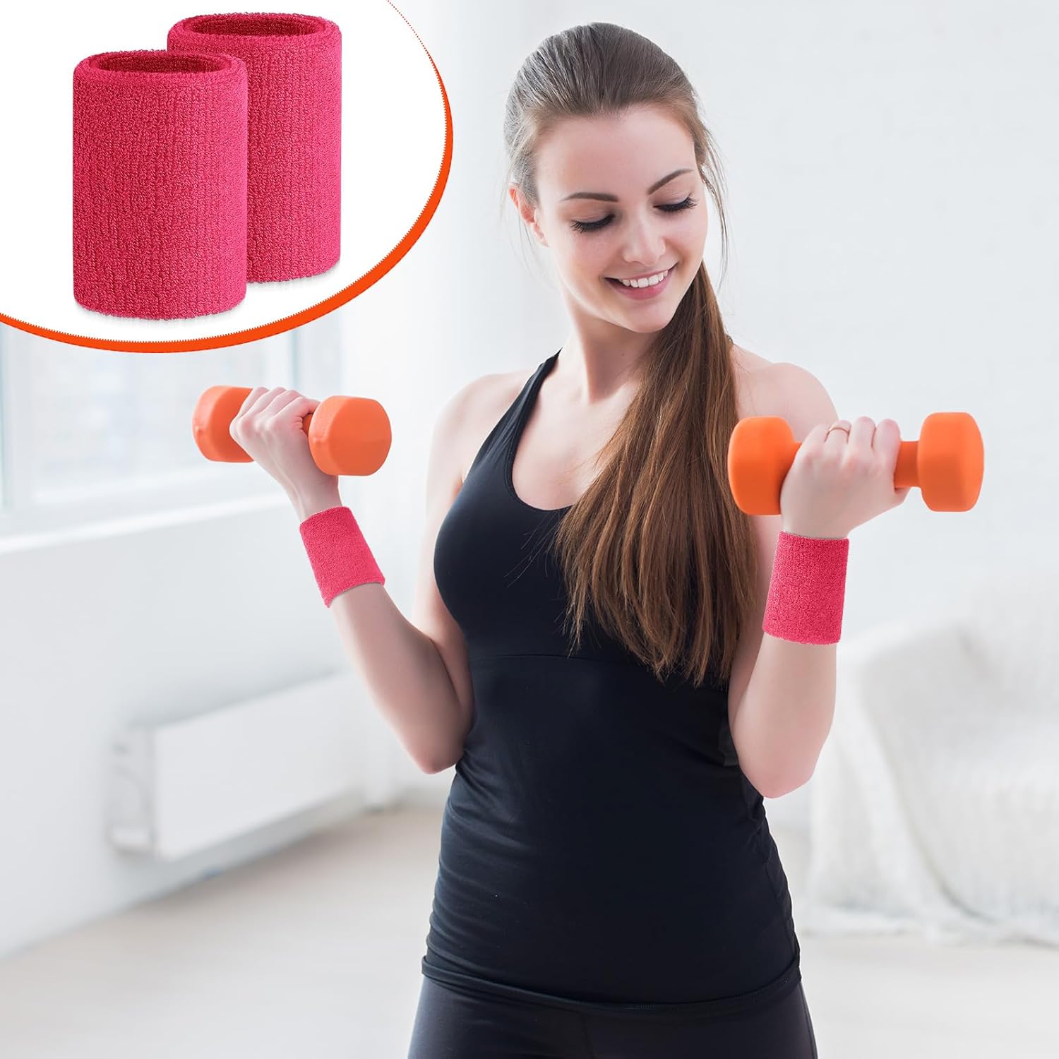 6 Pcs Cotton Blend 4 Inch Black Wrist Sweatbands for Tennis, Gymnastics, Working Out, Football, Running - Unisex, Athletes, Adults, Teens โ image 6