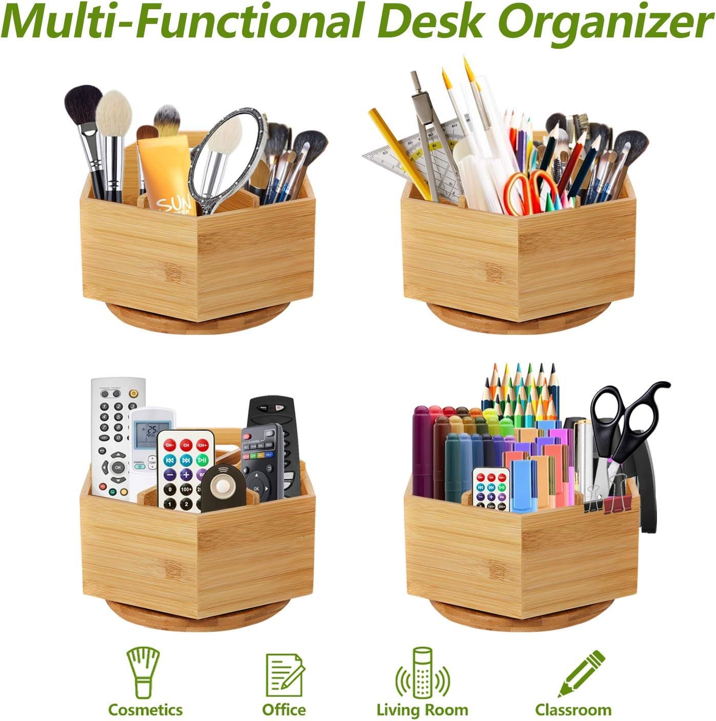 Hexagonal Bamboo Pencil Holder 360 Degree Rotating โ image 4