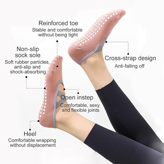 Yoga socks (2 pairs) - Non-slip socks - Women's non-slip yoga socks - Sizes 35-41 - Women's Pilates socks, non-slip - Fitness non-slip - Suitable for Pilates โ image 5