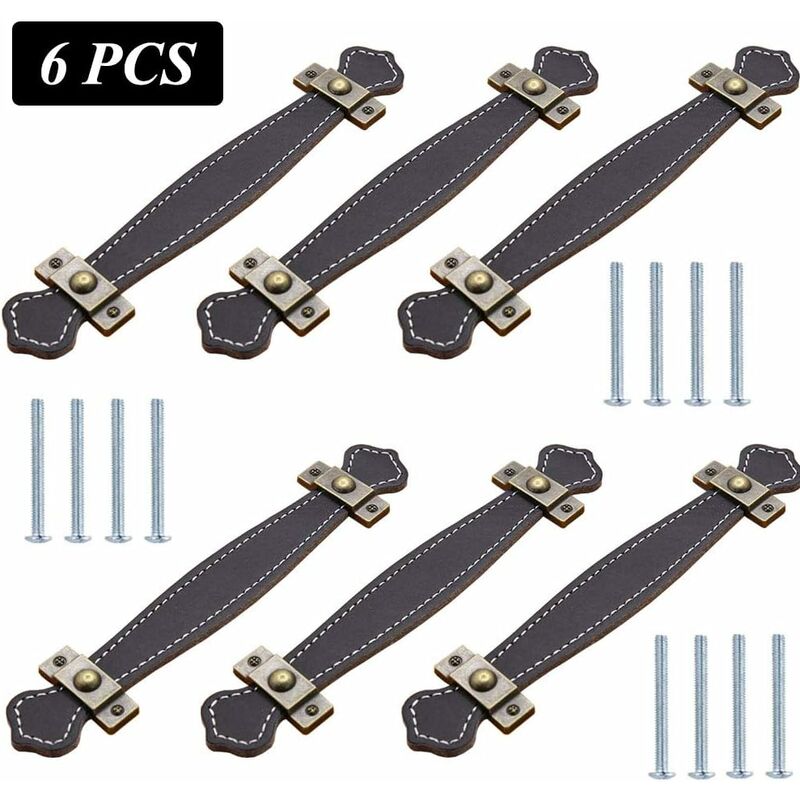 Leather Handle 6 Pieces Leather Handles For Furniture Leather Door Handle Leather Drawer Handles Cabinet Handle For — image 3
