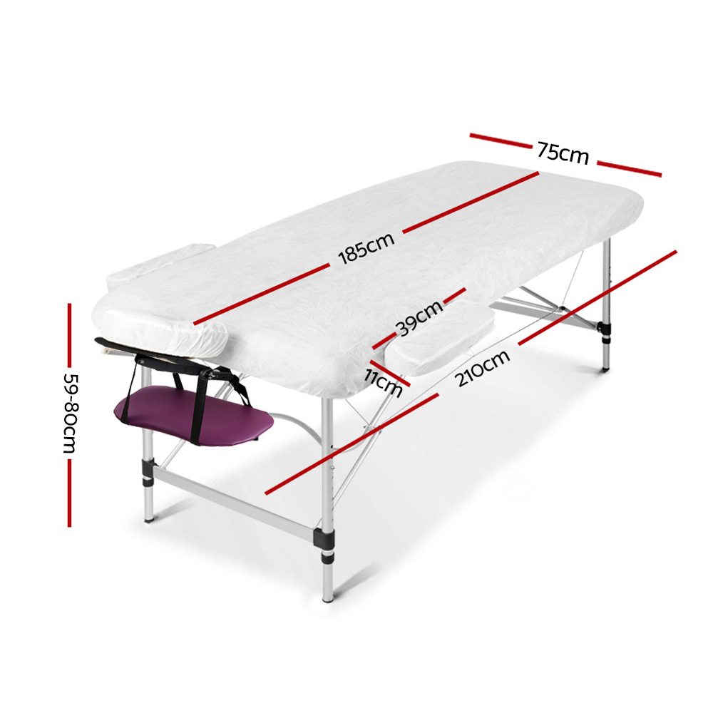 Zenses Massage Table 75cm Portable 3 Fold Aluminium Beauty Bed Violet โ image 2