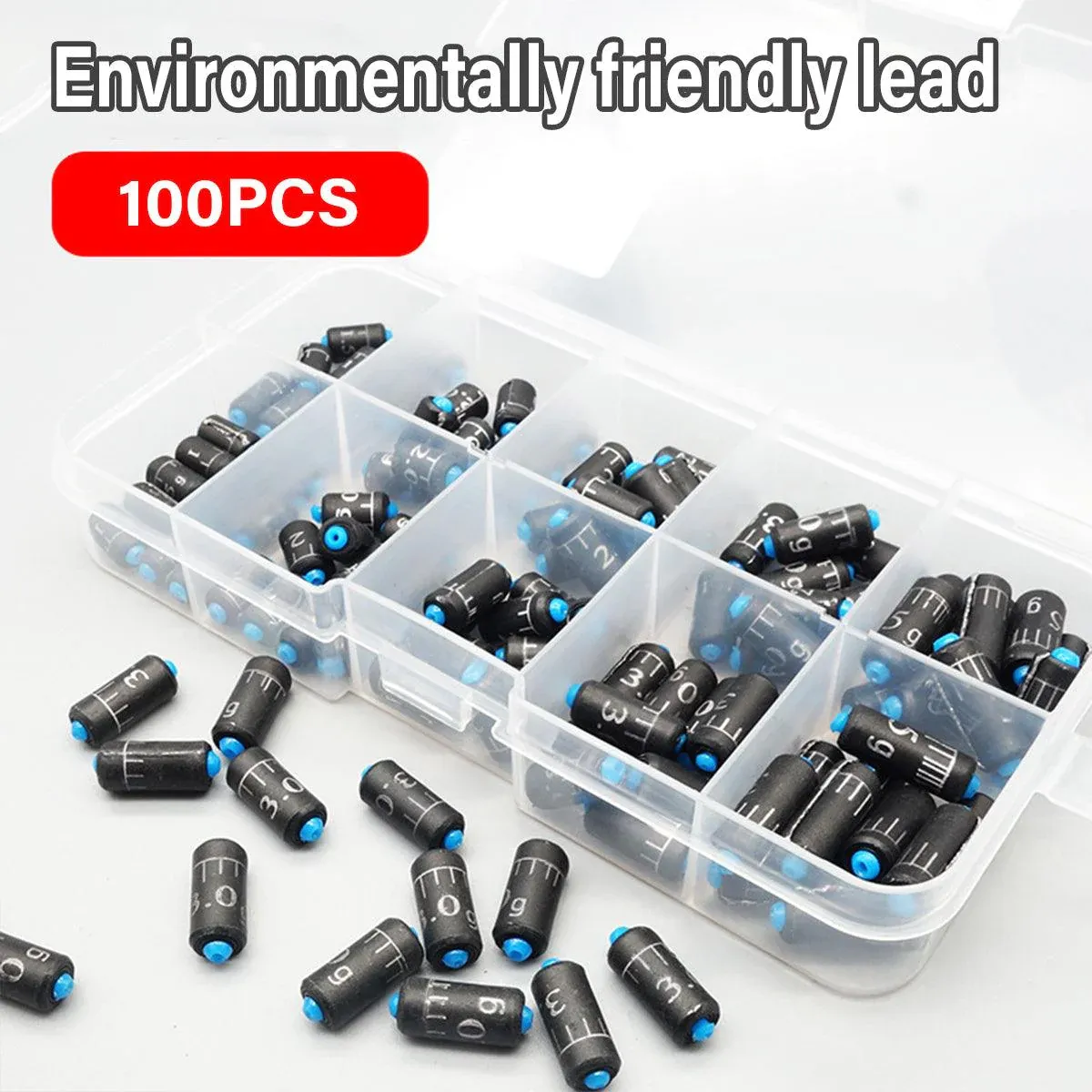 100pcs Graduated Soft Core Fishing Lead Sinkers Quick Drop Weights Tackle Set — image 6