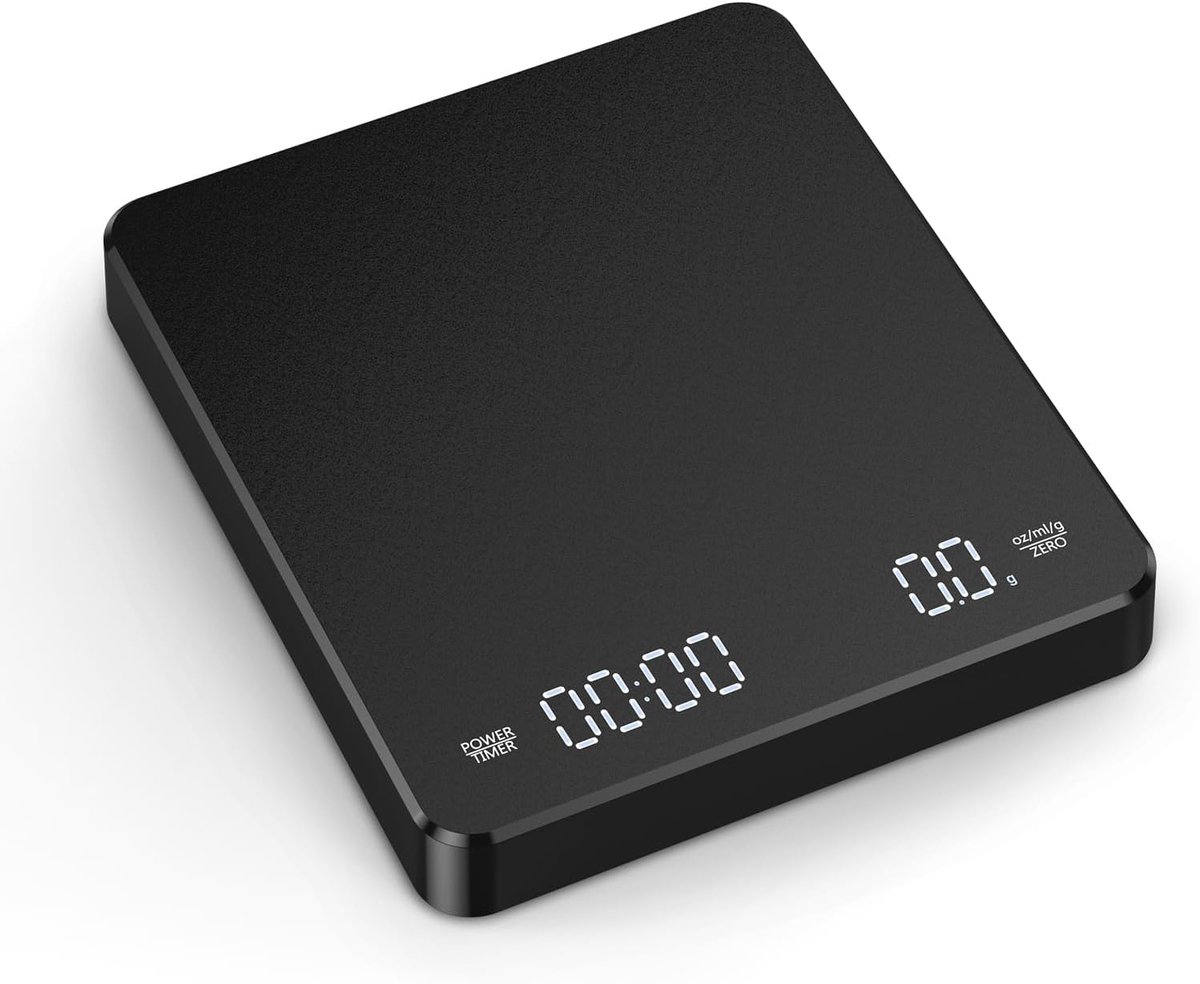 Coffee Scale - Digital Coffee Scale with Timer - Rechargeable for Filter Coffee, 3 kg / 0 g Digital Espresso Scale - with Peeling Function - 3 Units