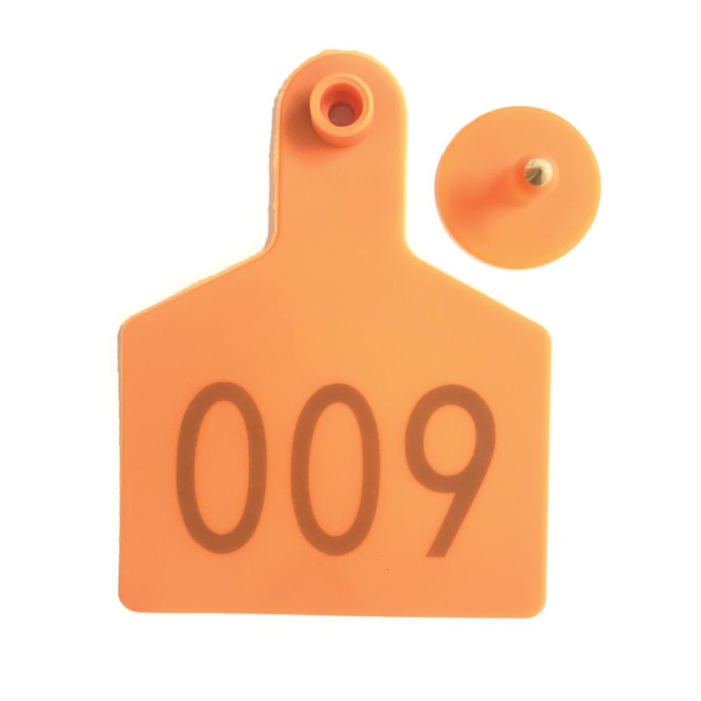 1-100 Cattle Number Ear Tags 7.5 × 10cm Set - XL Orange Cow Sheep Livestock Labels
