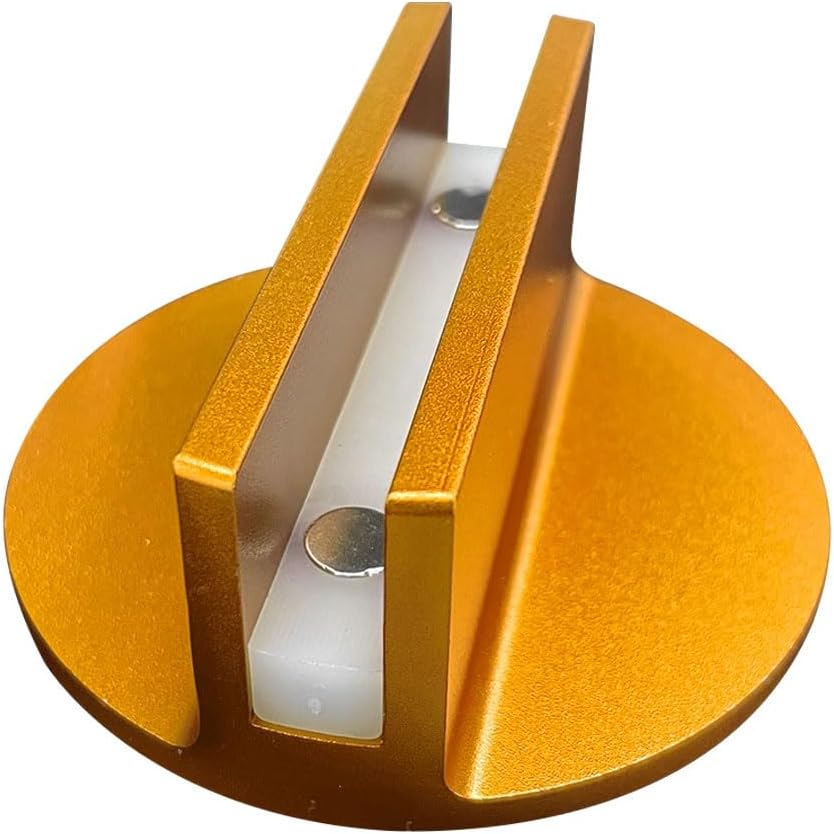 Universal Magnetic Jack Pad, 0.37" Slotted Aluminum Grooved Jack Puck Pinch, Pinch Weld Frame Rail Adapter with Large Slotted for Most Cars (Orange)