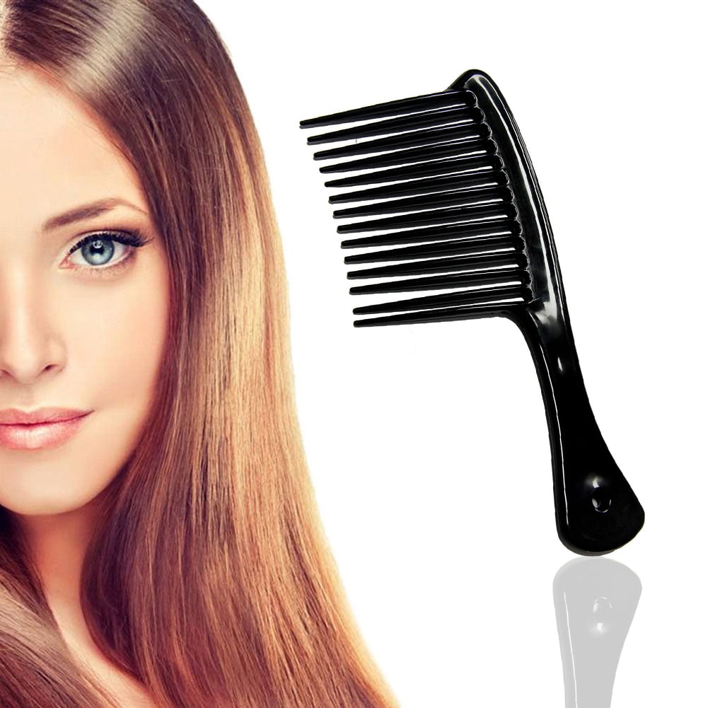 Large Wide Tooth Comb Handle Detangling Reduce Hair Loss Brush Tool (Black) Black — image 4