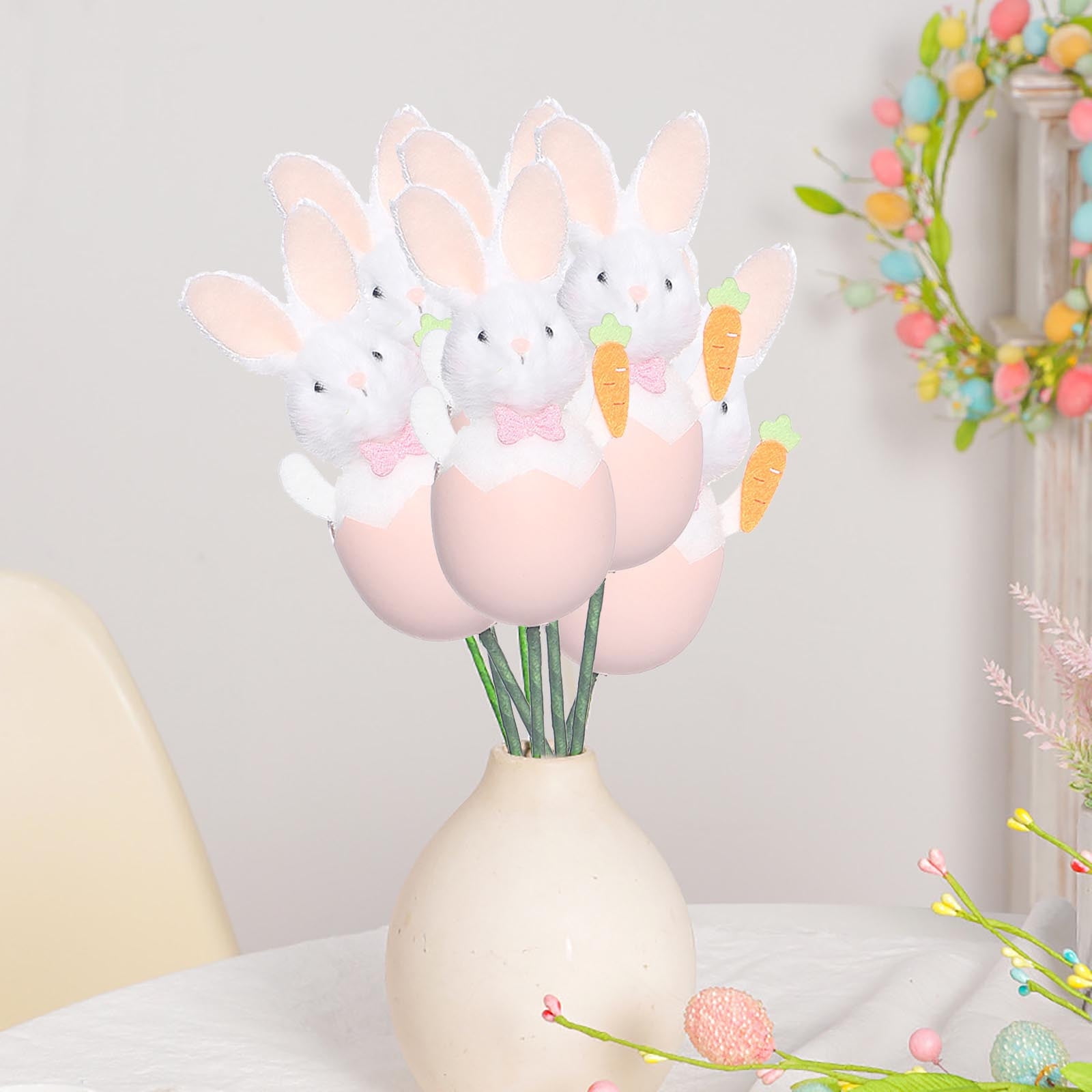 Bunny Plush Doll Pick DIY Bouquet Accessories Adorable Festival Gift Party Vase Filler Decorative Stick Cute Animal Ornament Pink — image 5