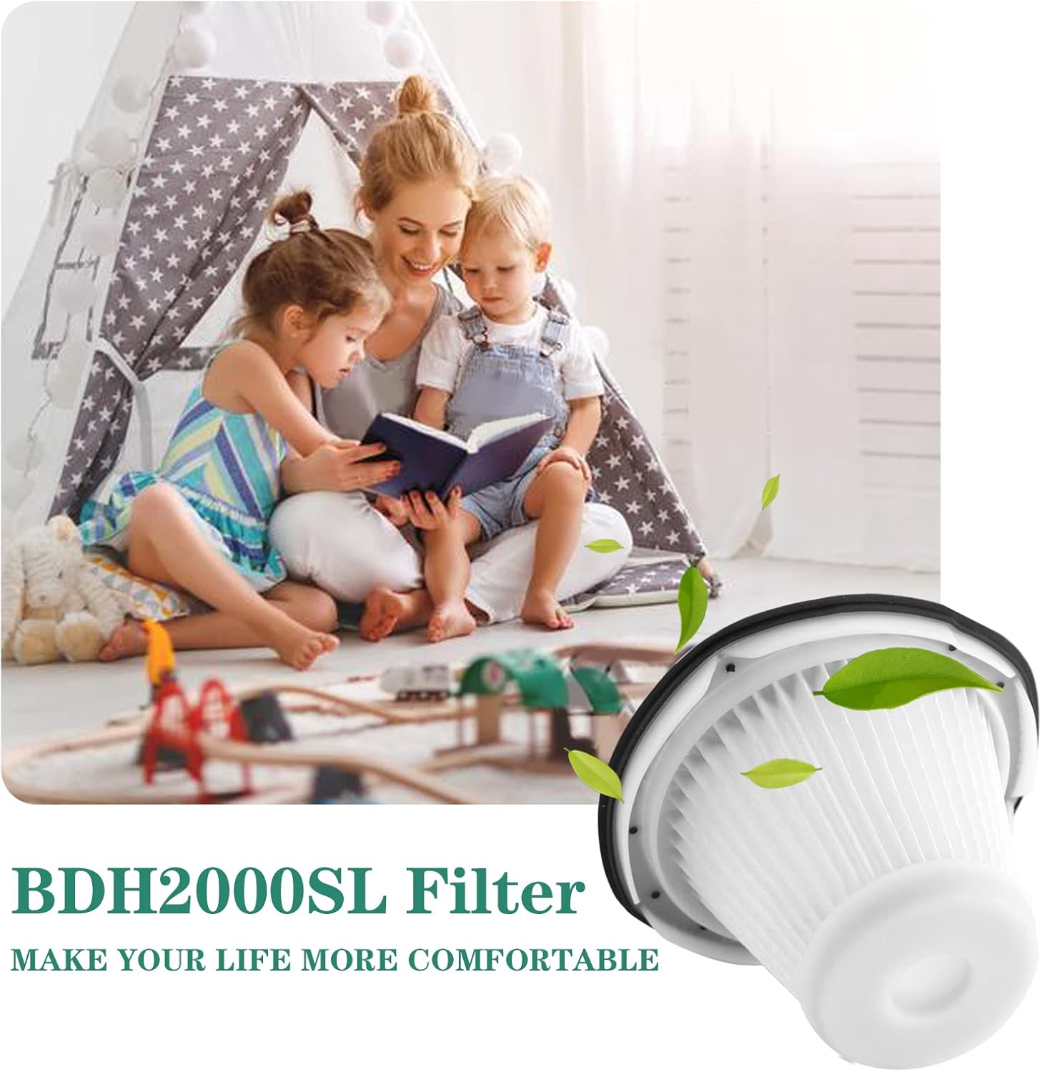 Replacement for BLACK & DECKER Hand Vacuum Filter compatible with VF200SP BDH2000SL/BDH1800S Vacs, Replace Part # 90543043-01, 4 * Black Decker vacuum filters — image 6