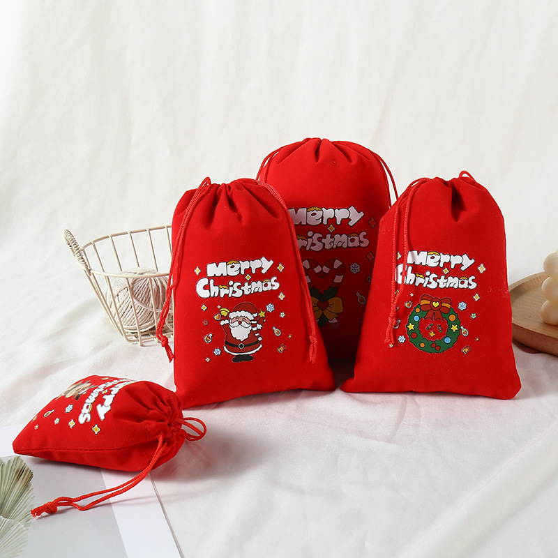 2-Pack Luxury Red Velvet Christmas Tree Gift Bag(13x18CM) - Festive Drawstring Storage Bag for Candy, Gifts & Apple Packaging โ image 3