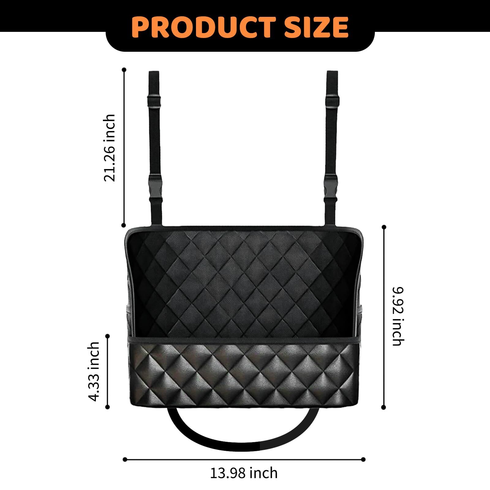 Car Seat Storage Bag: PU Leather Organizer with Hooks – Pet Barrier, Safe Driving Storage for Wallets/Phones (Black) — image 2