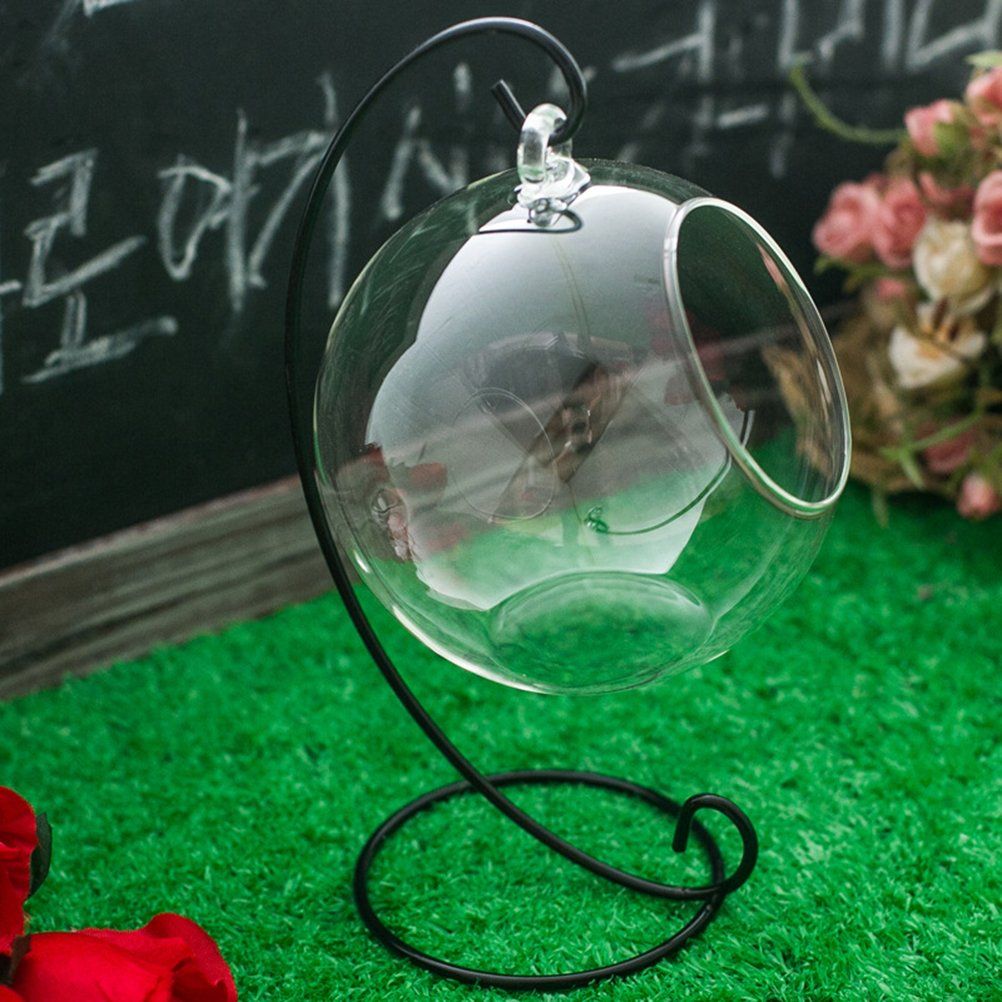 Ornament Display Stand Iron Hanging Stand Rack Holder for Hanging Glass Globe Air Plant Terrarium Witch Ball Christmas (Black) — image 5