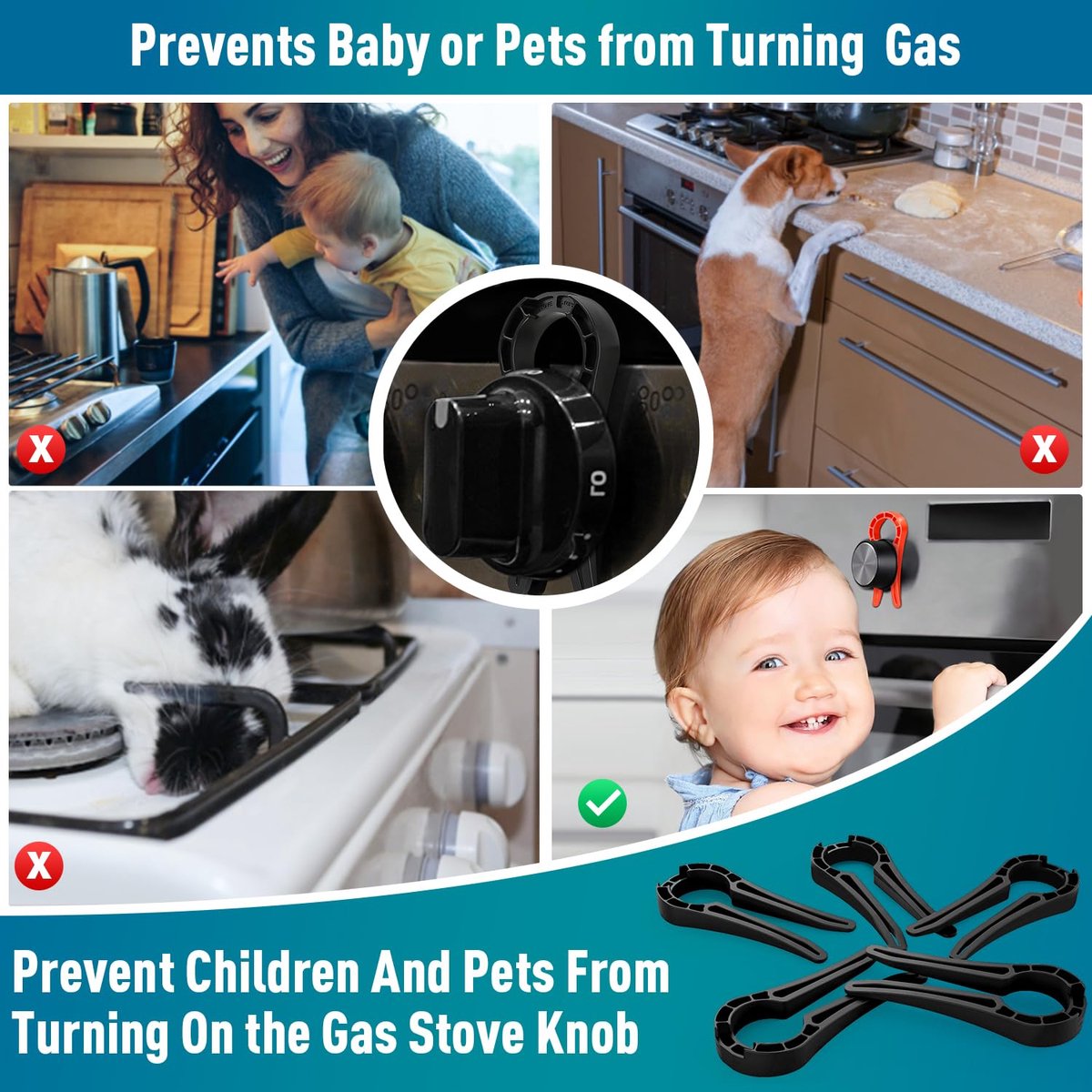 Gas Stove Knob Lock - 5 Pieces - Child Lock - Child-Safe Oven Locks - For Children and Pets - Suitable for Gas Stove, Gas/Electric Stove, Electric Oven โ image 3