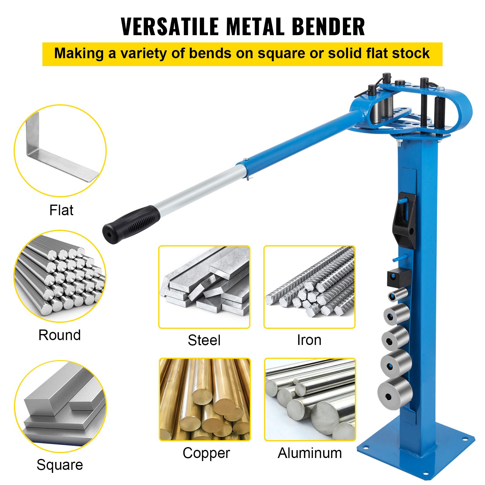 YP-38 Metal Bender 1"-3" Flat Bar Square Rod Bending 7 Dies w/ Floor Stand — image 5
