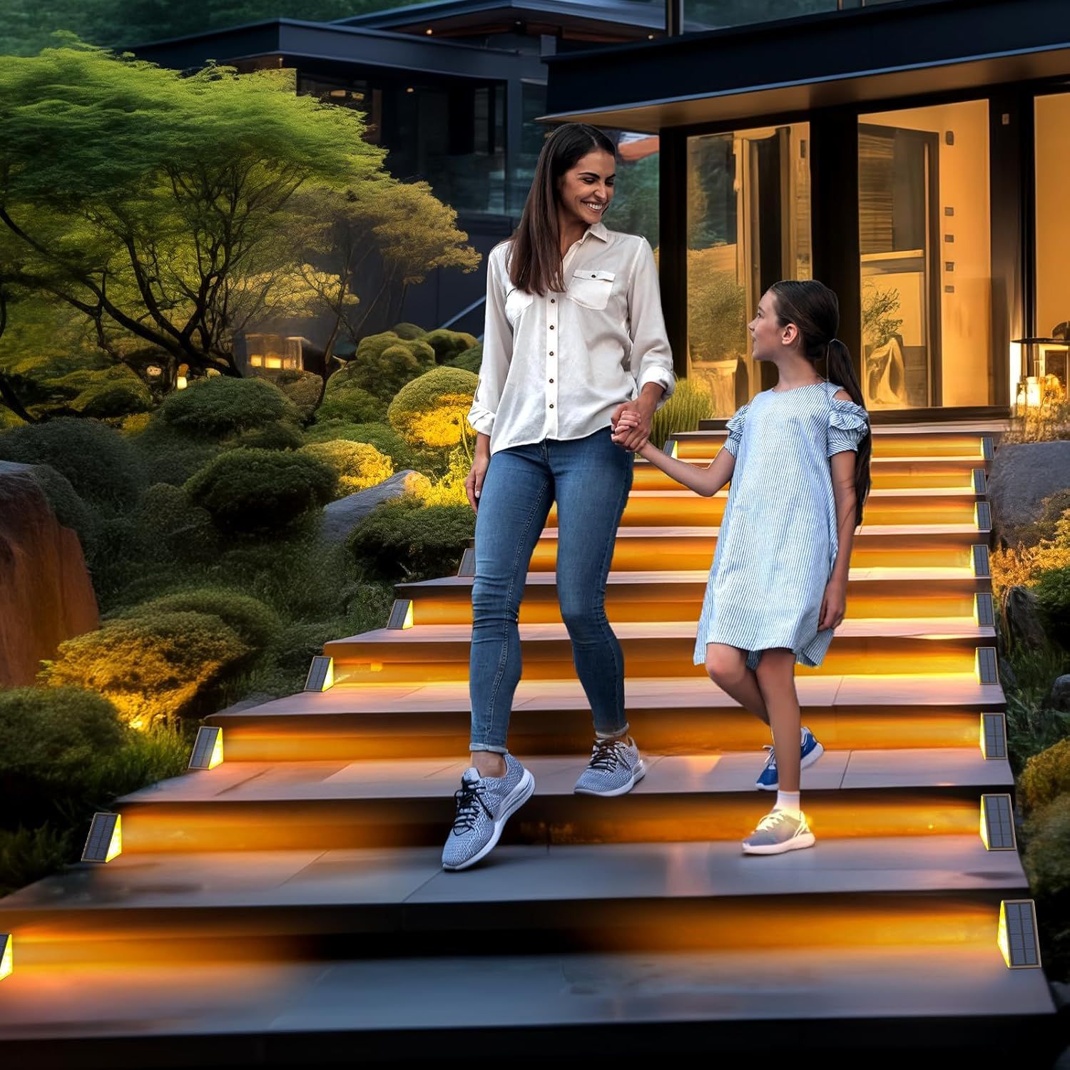 LED Solar Step Lights Waterproof Outdoor Stair Lights, Solar Deck Lights Outdoor Decor Solar Decoration Lights for Yard, Patio, Garden, Walkways, Front Door — image 4