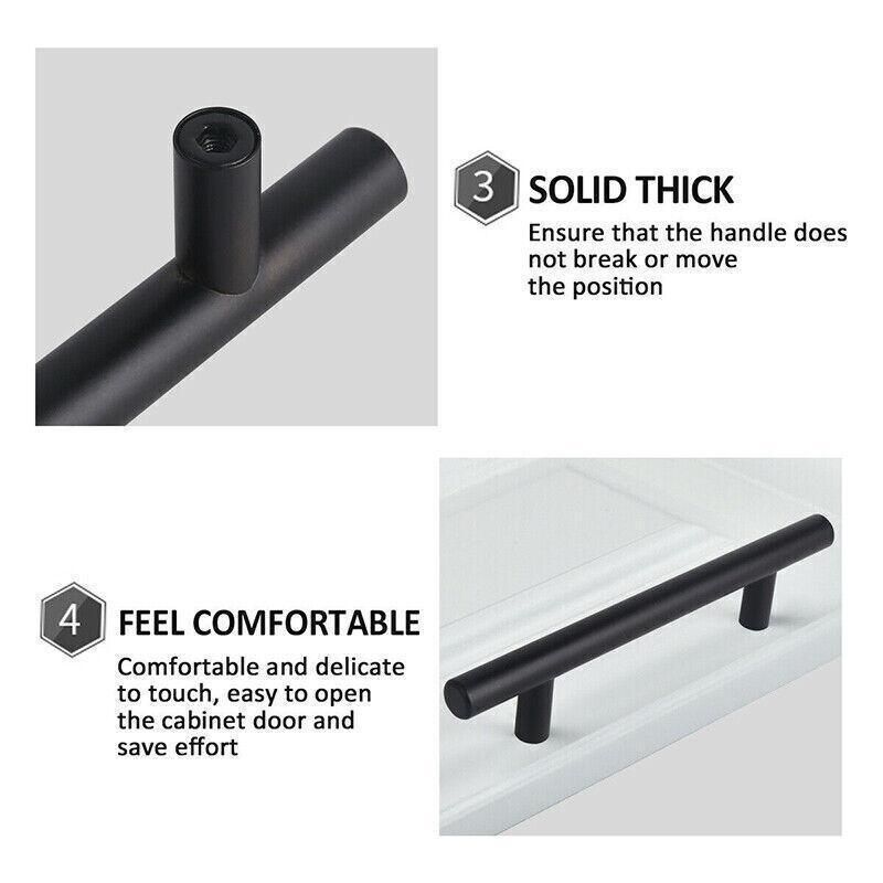 1pcs Black Kitchen Cabinet Door Handles Matte Black Stainless Steel Door Drawer Pull T Bar - 127mm/76mm โ image 6